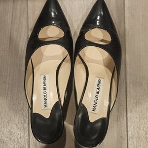 Manolo Blahnik Black Cutout Kitten Heels